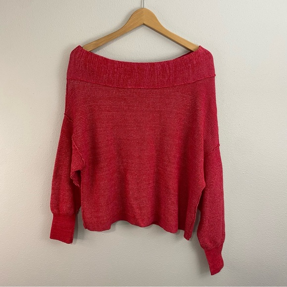 Free People Alana Knit Pullover Sweater Pink‎ Linen Blend Women’s Small - Picture 2 of 7